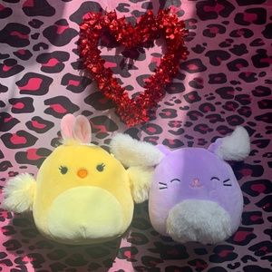 Aimee the chick And Bubbles the purple bunny Squishmallows !!